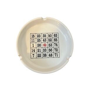 Lego‎ Korea Vintage 1980s White Bingo Triple Sided Ceramic Ashtray